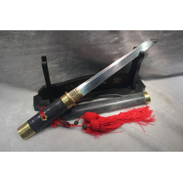 花纹钢烧刃全鱼皮切刃小唐刀