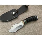 三角兽大马士革牛角版收藏刀