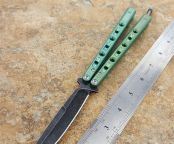 绿色钛柄BM62蝴蝶甩刀黑刃