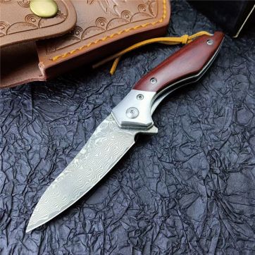 大马士革木柄灵鸟折刀